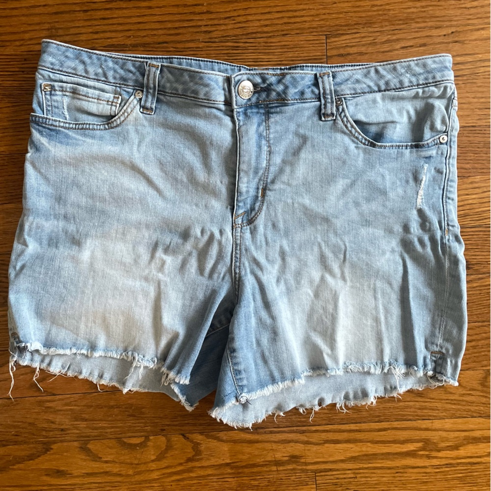 Seven7 Light Blue Distressed Denim Shorts